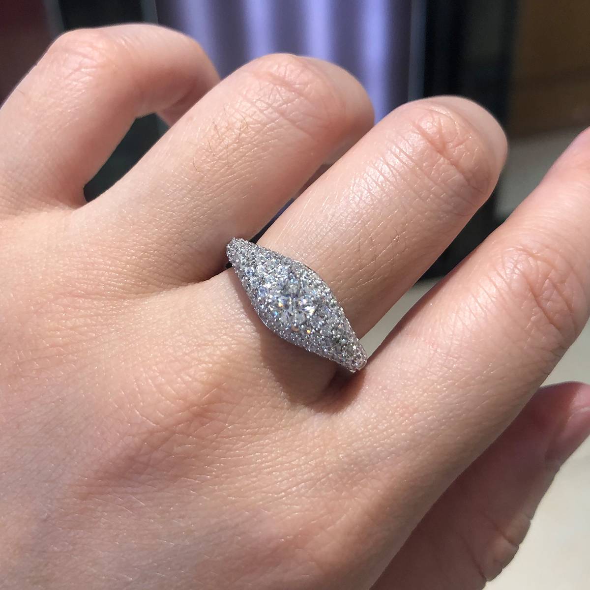Luxury Full Diamond Pillow Shaped Women's Ring S925 Silver Plated Platinum Customized Selection Main Stone Moissanite 0.6ct/Sub Stone Cubic Zirconia